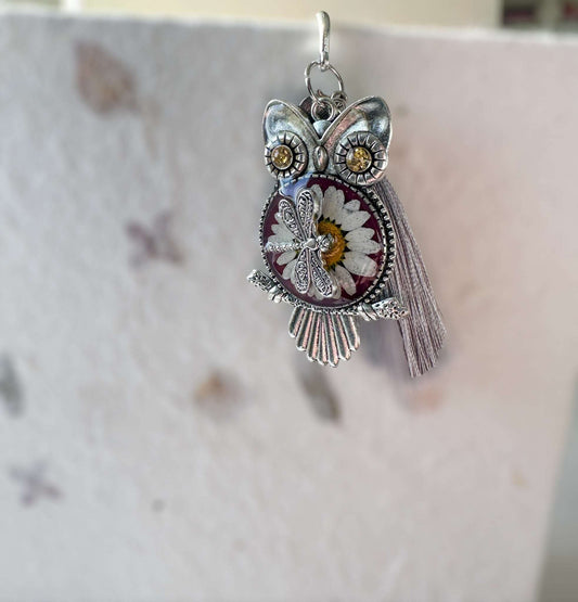 Owl Themed Pressed Flower Bookmarks Whimsical Book Accessories