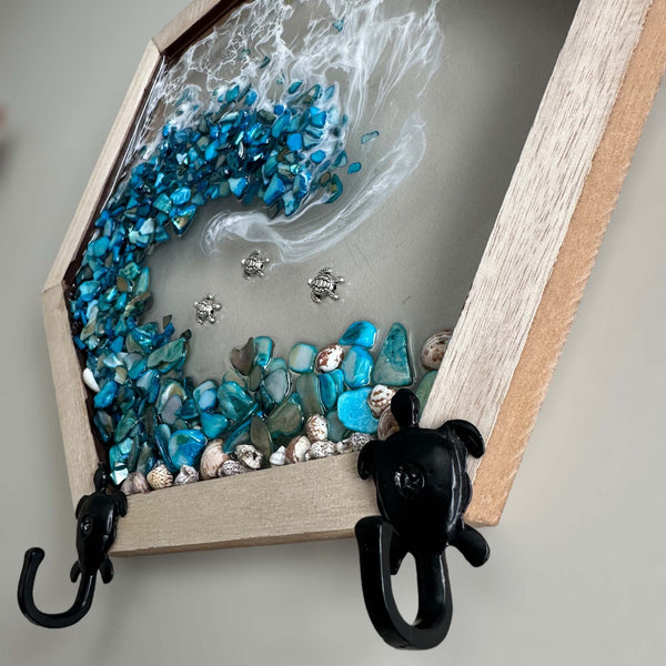 Turtle Waves - Handcrafted Mother of Pearl Resin Wave-Functional Decor