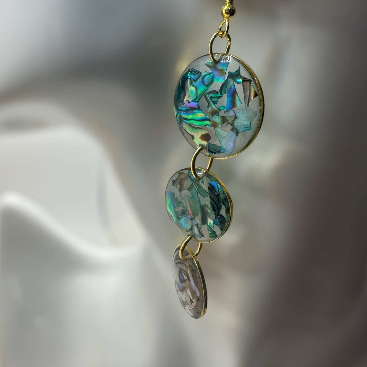 Ocean Cascading Shell Earrings - Handmade 3-Tier Abalone Shells
