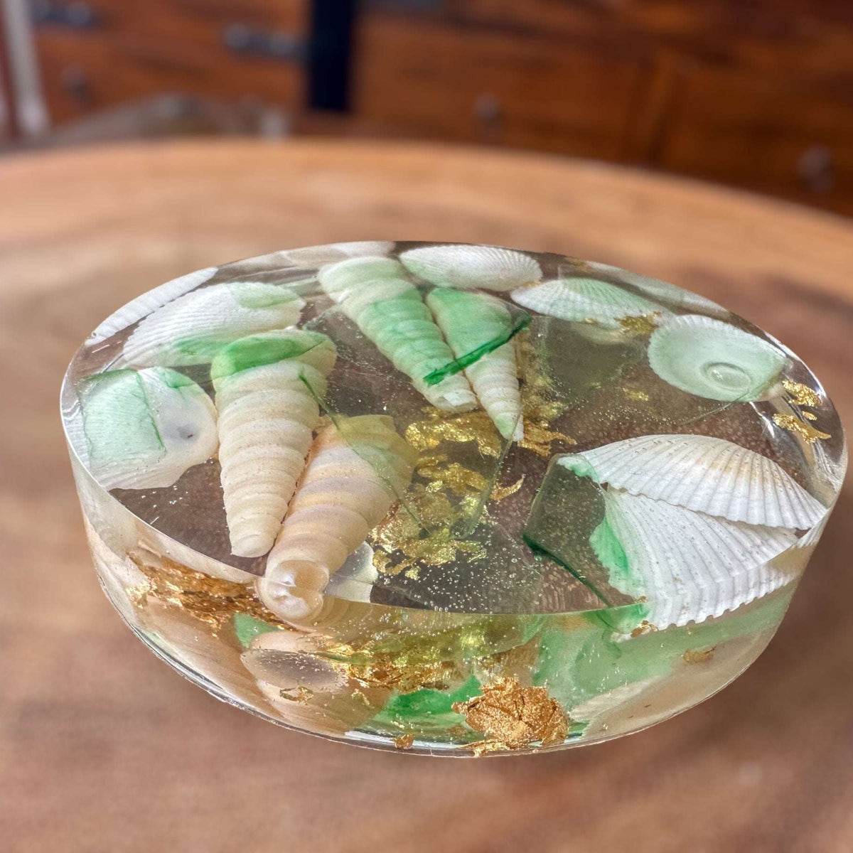 Seaside Serenity Epoxy Resin Coasters - Coastal Seashell Home Decor 