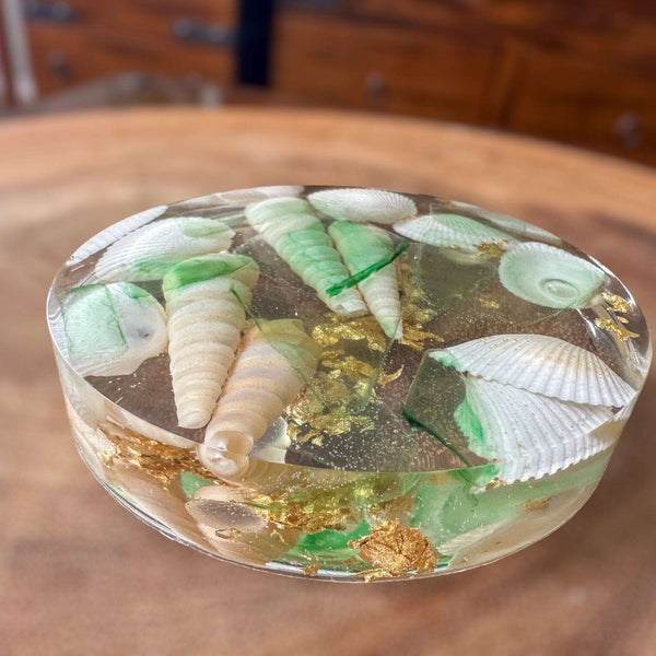 Seaside Serenity Epoxy Resin Coasters - Coastal Seashell Home Decor 