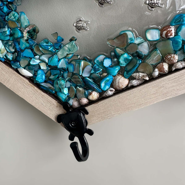 Turtle Waves - Handcrafted Mother of Pearl Resin Wave-Functional Decor