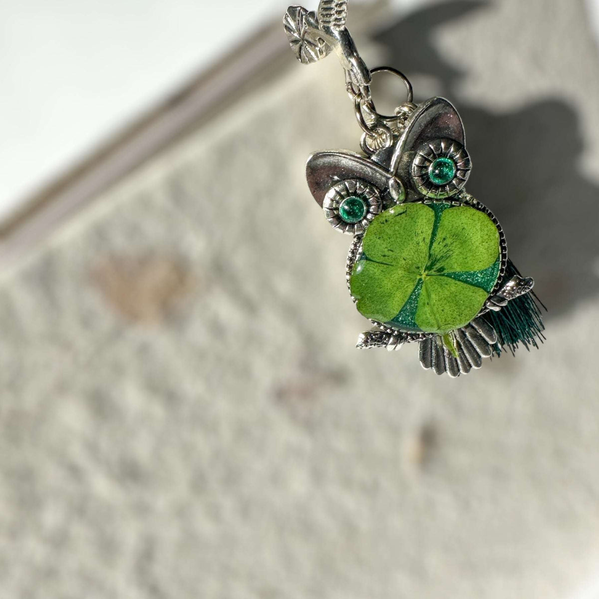 Bookmark - Lucky Owl Four Leaf pressed Clover Bookmark