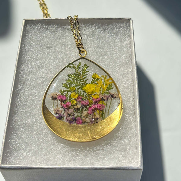Garden Serenity - Handmade Pressed Flower Multi-Layer Resin Necklace