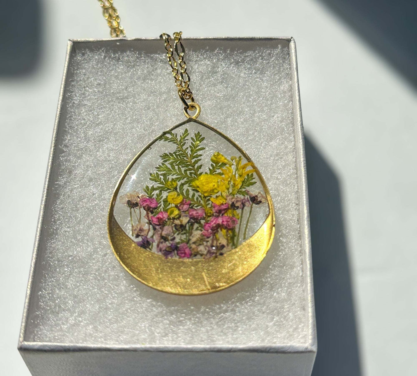 Garden Serenity - Handmade Pressed Flower Multi-Layer Resin Necklace