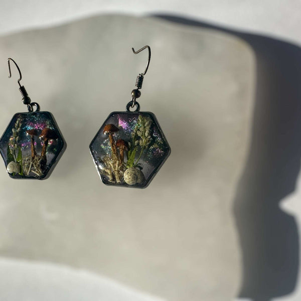 Mushroom Magic in the Forest: Whimsical Botanical Earring Set 