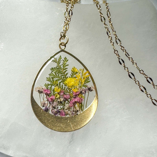 Garden Serenity - Handmade Pressed Flower Multi-Layer Resin Necklace