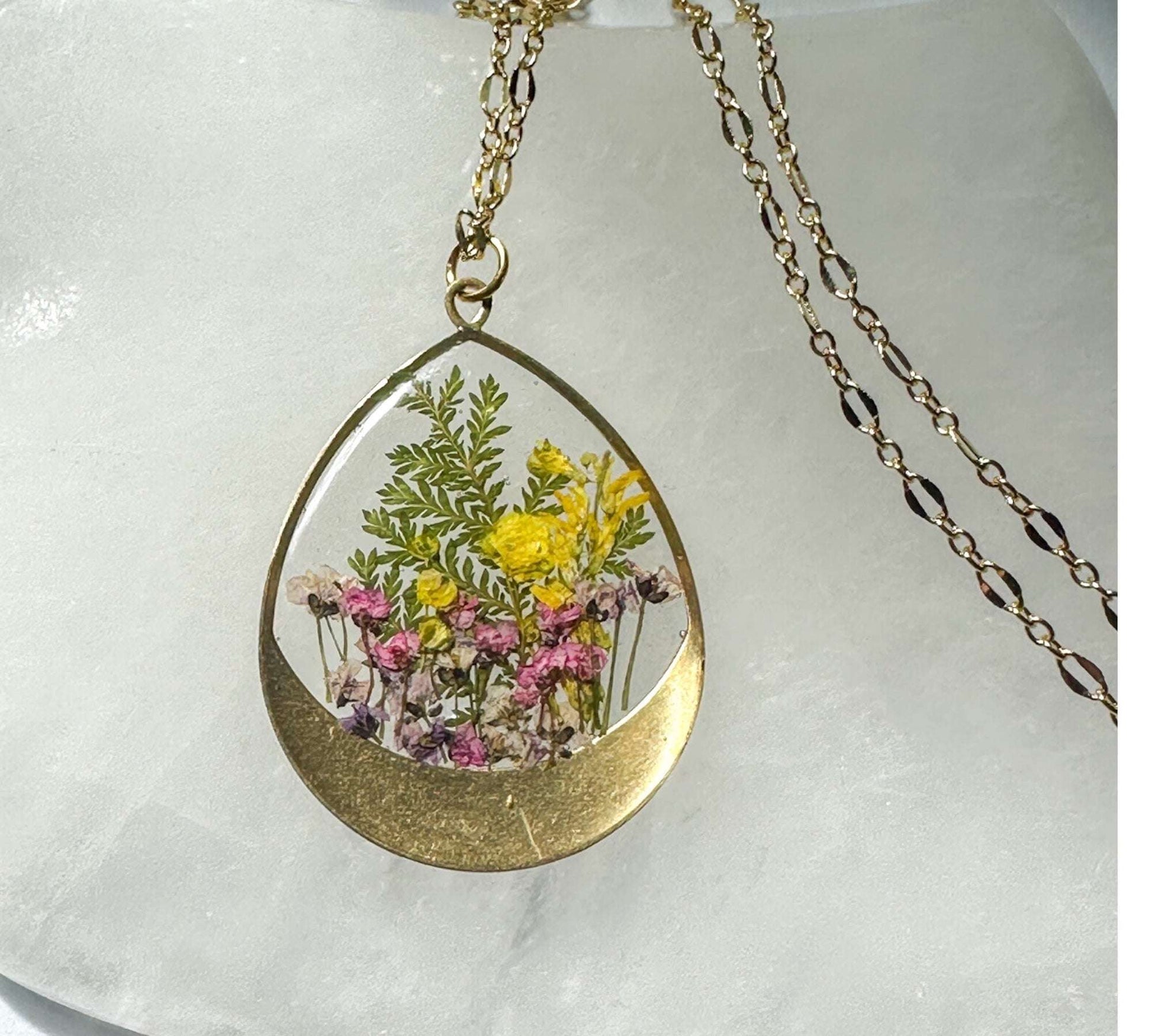 Garden Serenity - Handmade Pressed Flower Multi-Layer Resin Necklace