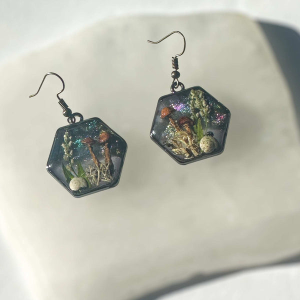Mushroom Magic in the Forest: Whimsical Botanical Earring Set 