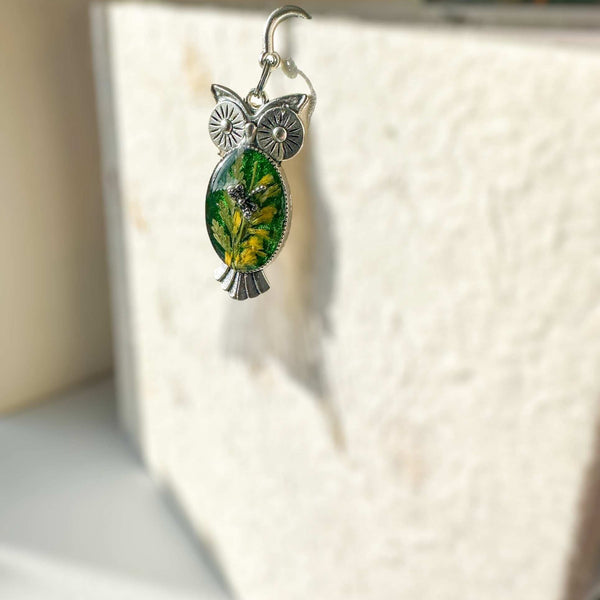 Owl Themed Pressed Flower Bookmark Whimsical Garden Pressed Flowers