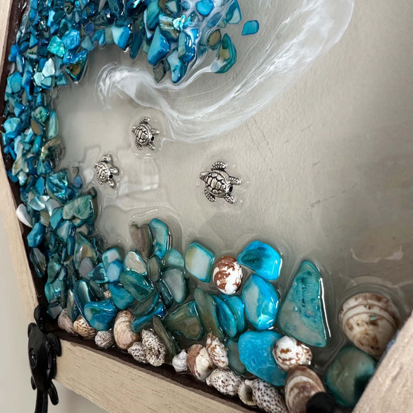 Turtle Waves - Handcrafted Mother of Pearl Resin Wave-Functional Decor