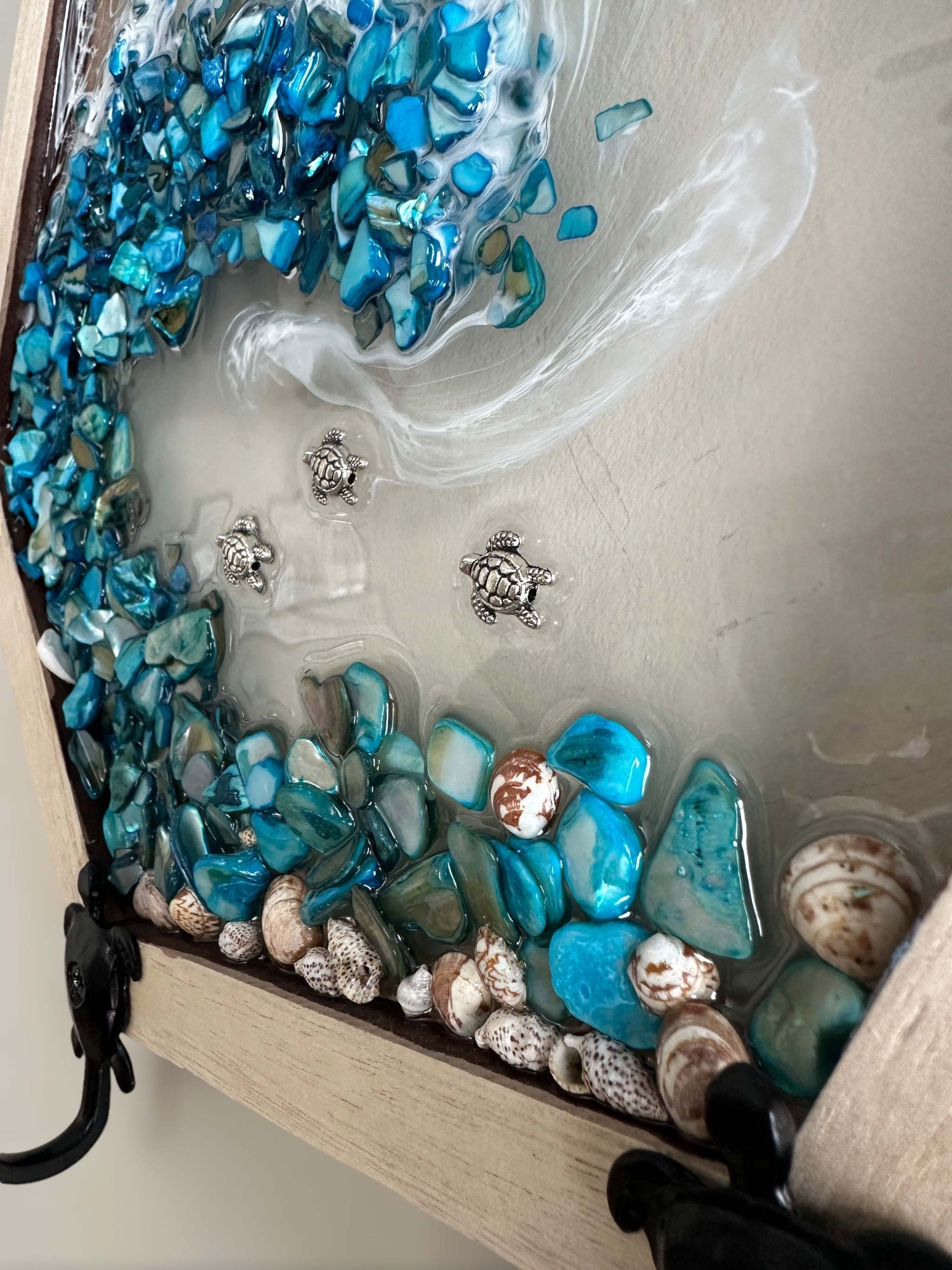 Turtle Waves - Handcrafted Mother of Pearl Resin Wave-Functional Decor