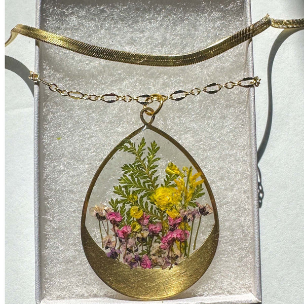 Garden Serenity - Handmade Pressed Flower Multi-Layer Resin Necklace