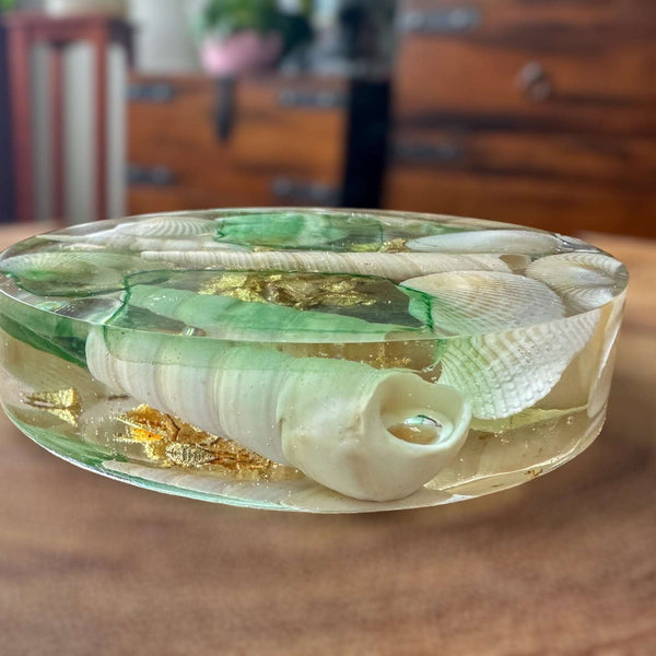 Seaside Serenity Epoxy Resin Coasters - Coastal Seashell Home Decor 