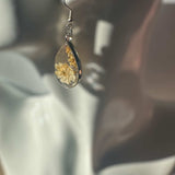 White Petal Dew Drop Floral Earring Set - Handmade with Pressed Flower