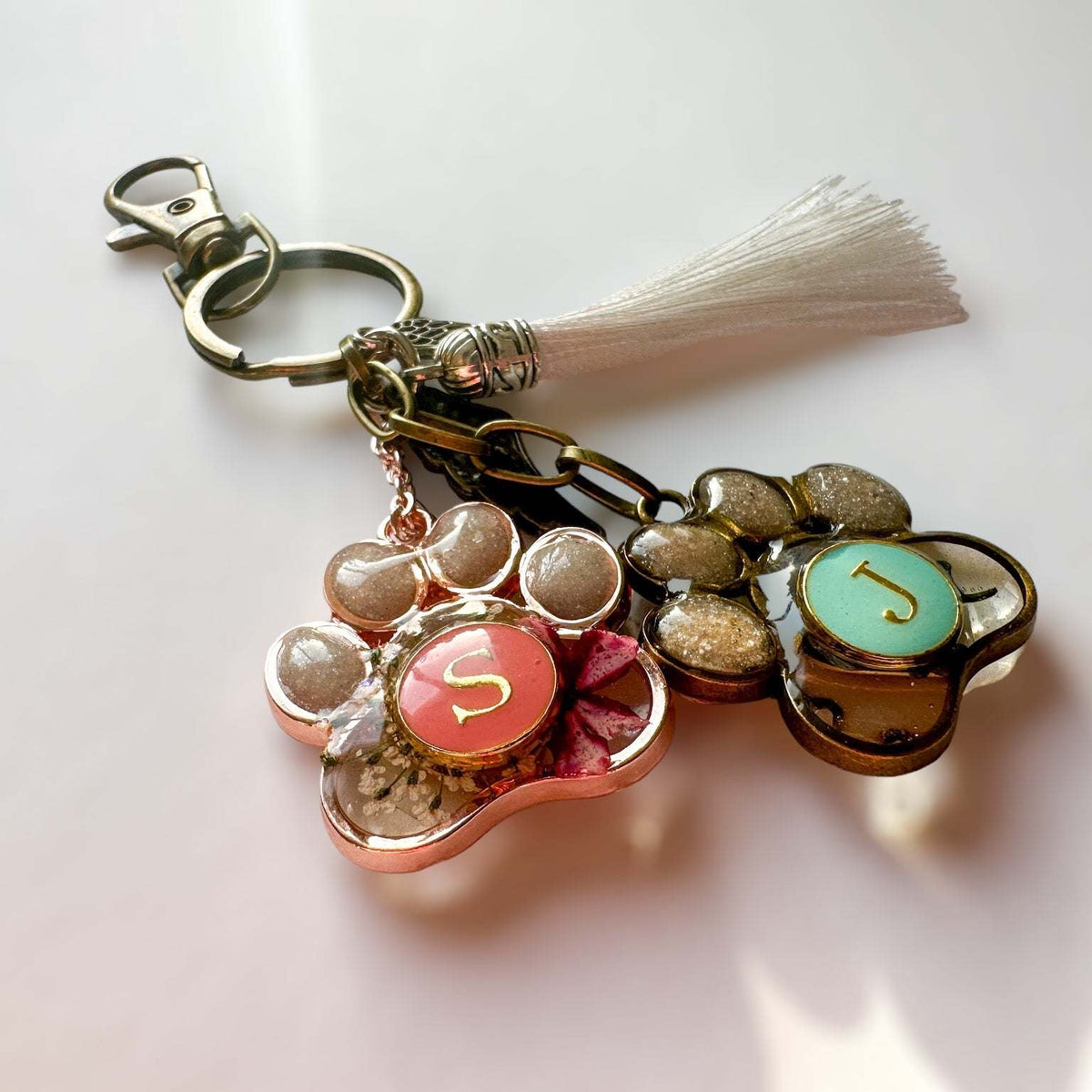 Memorial Pet Keepsake Keychain - Dog & Cat Custom Handmade Resin Paw