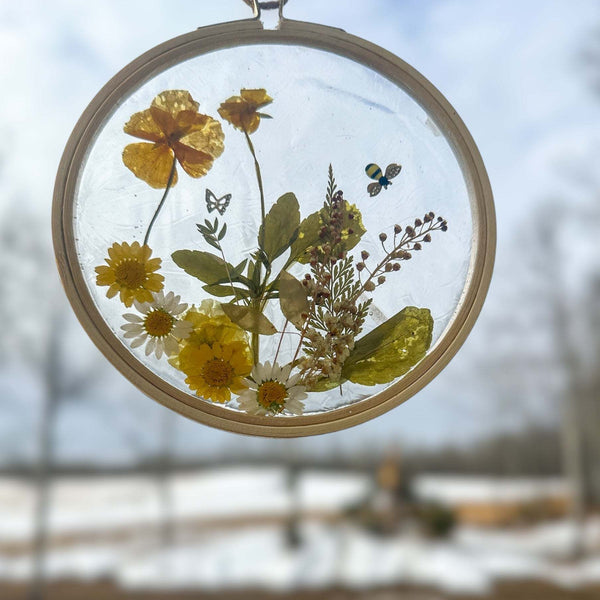 Suncatcher Wall Decor - Pressed Floral Garden Inspired Home Decor