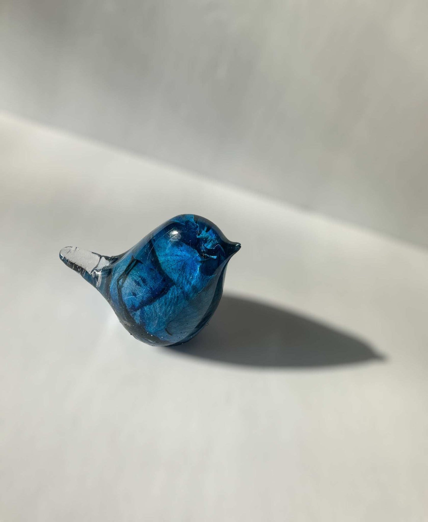 Blue Rose Resin Bird: Unique Nature-Inspired Handmade Sculpture