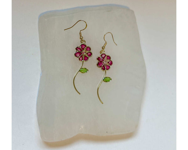 Handmade Quartz Blossom Resin Earrings - Bloom with Nature's Energy