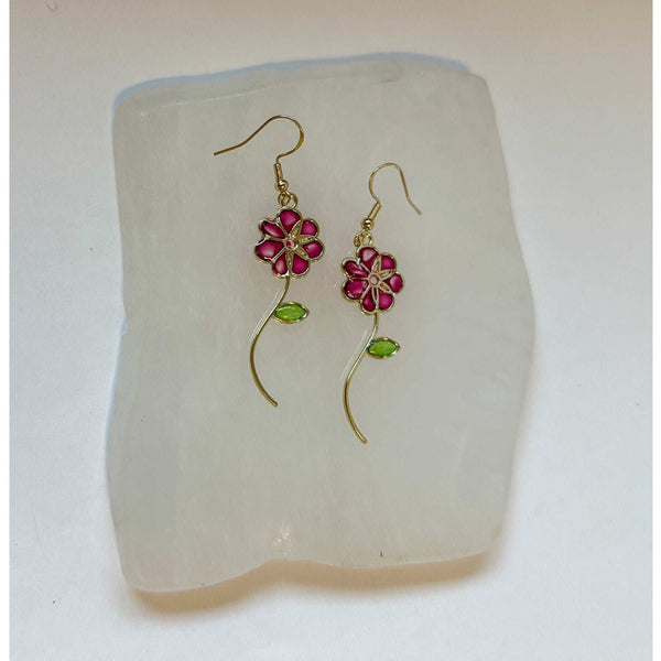 Handmade Quartz Blossom Resin Earrings - Bloom with Nature's Energy