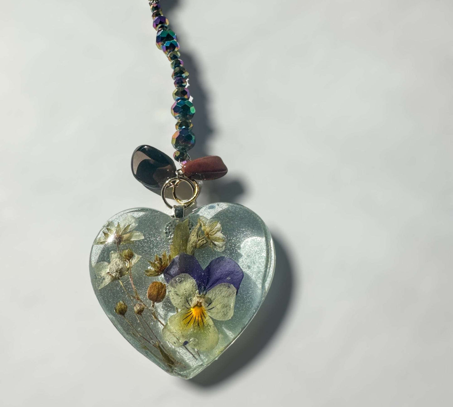 Car Charm - Nature's Harmony of Pansies with Gemstone Accents Charm