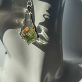 Mushroom Forest Handmade Silver Drop Earrings with Pressed Ferns