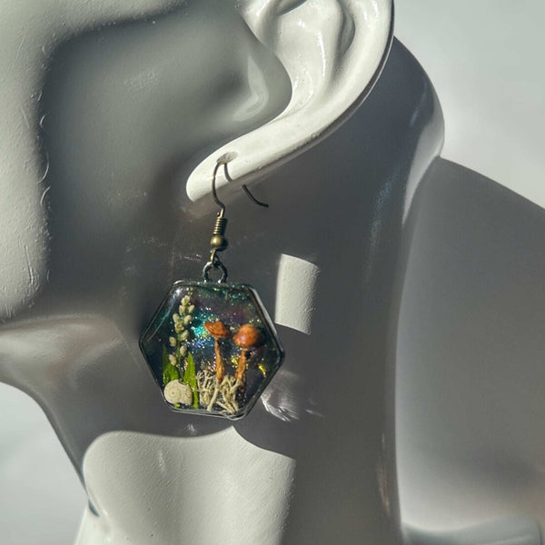 Mushroom Magic in the Forest: Whimsical Botanical Earring Set 