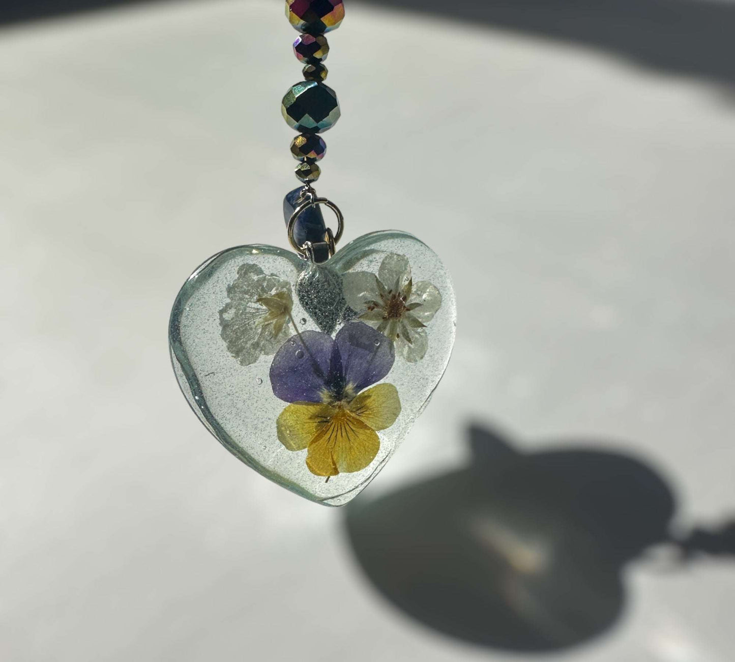 Car Charm - Nature's Harmony of Pansies with Gemstone Accents Charm