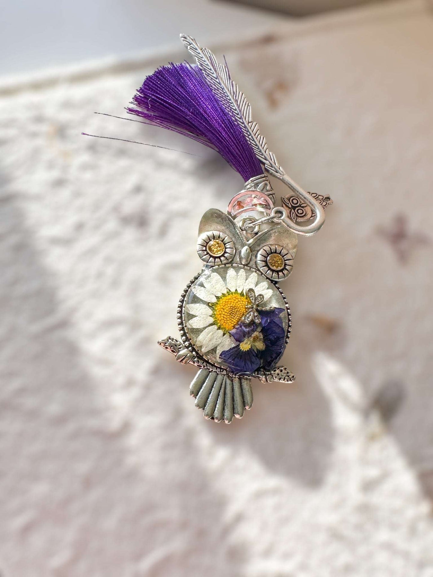 Owl Themed Pressed Flower Bookmarks Whimsical Book Accessories