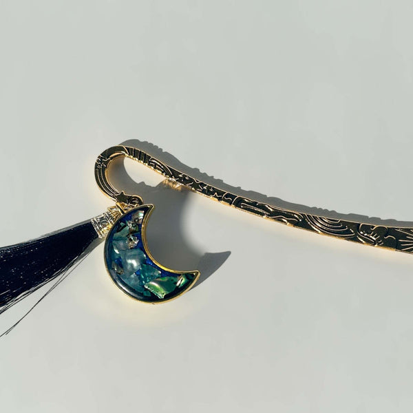 Bookmark - Moon Themed Celestial Elegance with Real Mother of Pearl