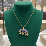 Northern Lights Spirit Bear Pendant - Handmade Resin Aurora Bear