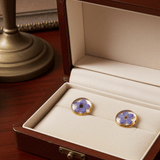 Forget-Me-Not Whispering Gold Studs - Handmade Floral Resin Earrings