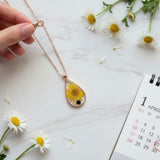 Birth Month Teardrop Pendant -Custom Order Real Pressed Flower Jewelry
