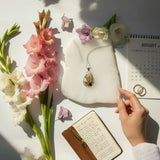 Birth Month Teardrop Pendant -Custom Order Real Pressed Flower Jewelry