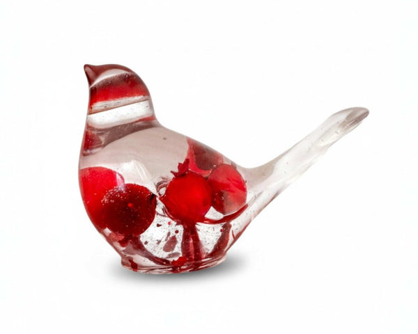 Berry Red Cardinal - Handmade Red Berry Resin Bird Home Decor