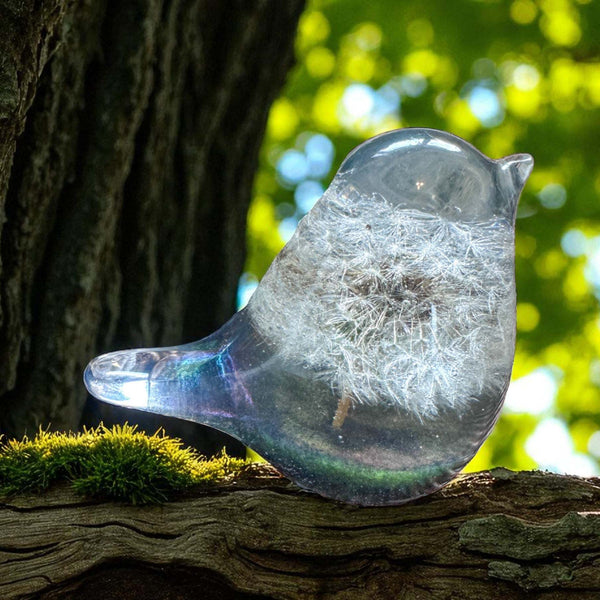 Enchanted Dandelion Wishing Bird - Handmade Resin Fairy Puff Bird