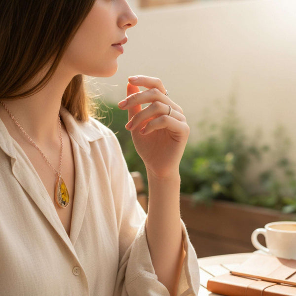 Birth Month Teardrop Pendant -Custom Order Real Pressed Flower Jewelry