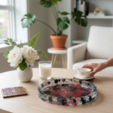Tray - Midnight Bloom - Handcrafted Black & Red Pressed Flower Tray