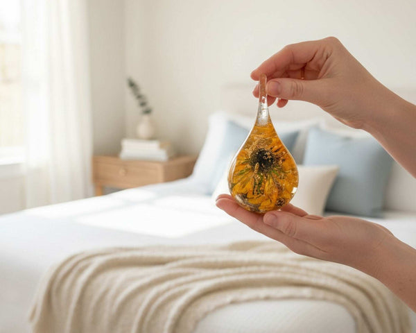 Resin Ring Holder: Golden Petal Drop Keepsake with Real Flowers