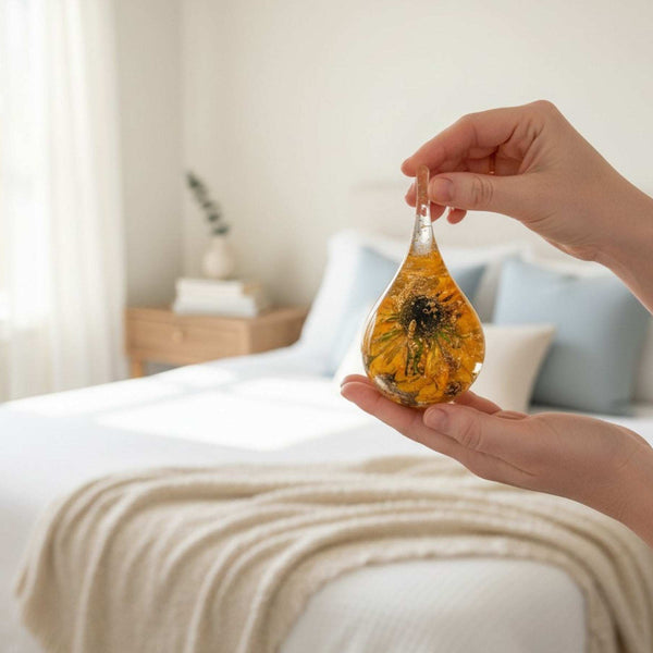 Resin Ring Holder: Golden Petal Drop Keepsake with Real Flowers