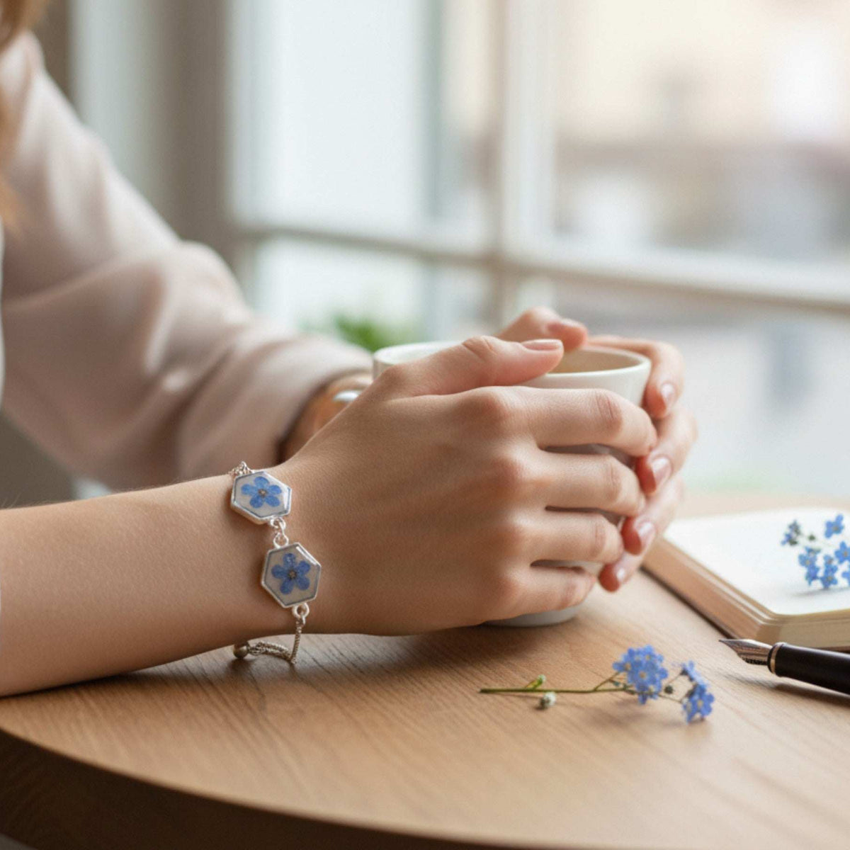 Forget-Me-Not Blossom Bracelet - Real Flower Handmade Resin Jewelry