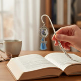 Forget Me Not Bookmark handmade with real pressed forget me nots in antique silver cameo frame and dragonfly charm