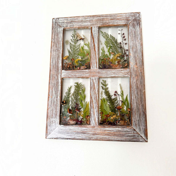 Handmade boreal forest window art foraged and poured in Cold Lake, Alberta