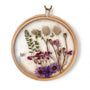 Wildflower Hoop Suncatcher botanical resin hoop suncatcher with real purple daisies ferns and bunny tails in wood frame, handmade Canada