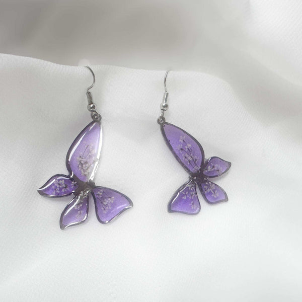 Handmade Butterfly Earrings - Whispering Lilac Butterfly Blooms