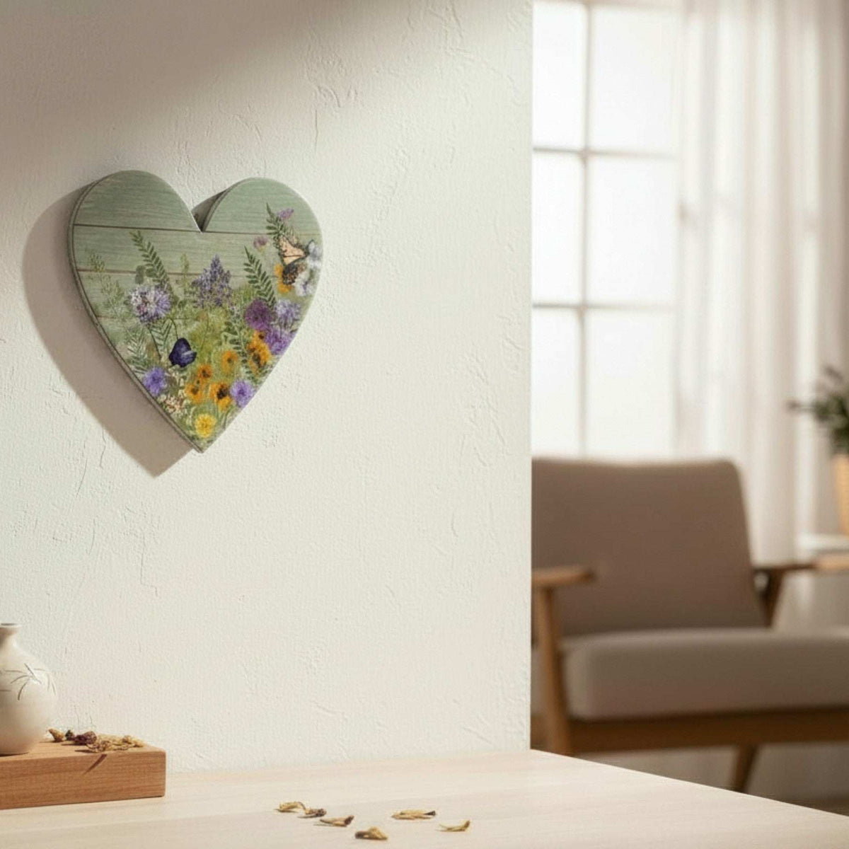 Heart of the Forest Sage Green Wood Art |Handmade Butterfly Decor