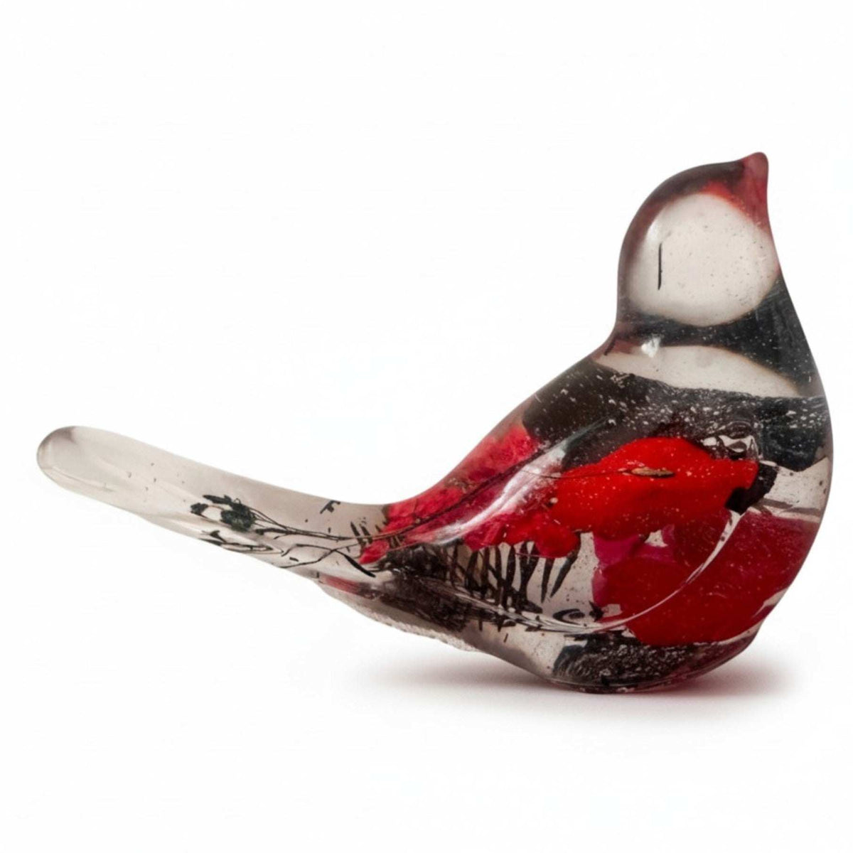Cardinal Songbird: Handmade Cardinal Floral Resin Bird Art