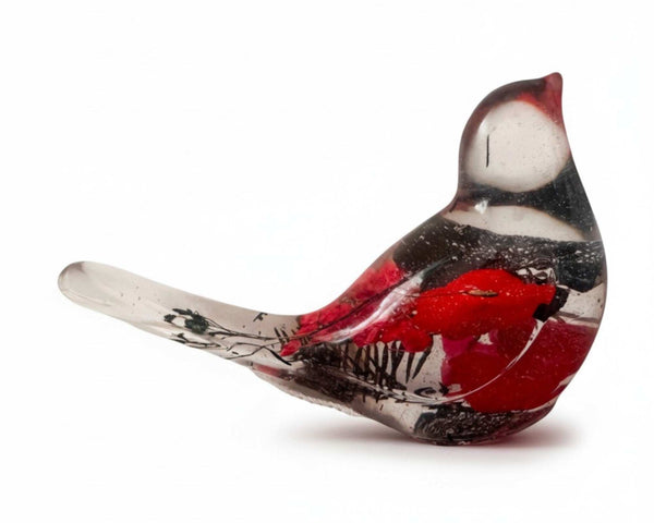 Cardinal Songbird: Handmade Cardinal Floral Resin Bird Art