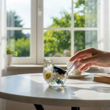 Midnight Melody Chickadee Resin Bird Handmade Black & White Floral Art