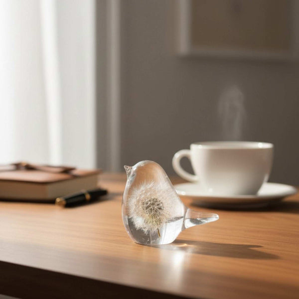 Dandelion Birds Whisper Wish - Handmade Dandelion Resin Bird